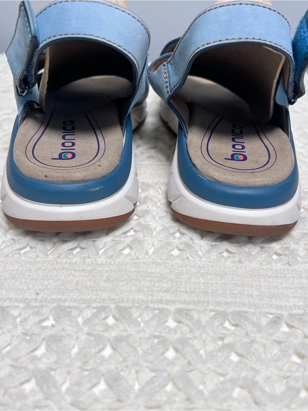 Bionica  Blue Leather Comfort Sandals Adjustable Platform Walking Shoes 9.5W - Picture 4 of 10